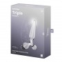 DILDO DE VIDRO COM PLUG TRIPLE CRYSTAL 2 TRANSPARENTE SATISFYER
