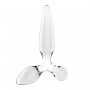 DILDO DE VIDRO COM PLUG TRIPLE CRYSTAL 2 TRANSPARENTE SATISFYER