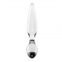 DILDO DE VIDRO COM PLUG TRIPLE CRYSTAL 2 TRANSPARENTE SATISFYER