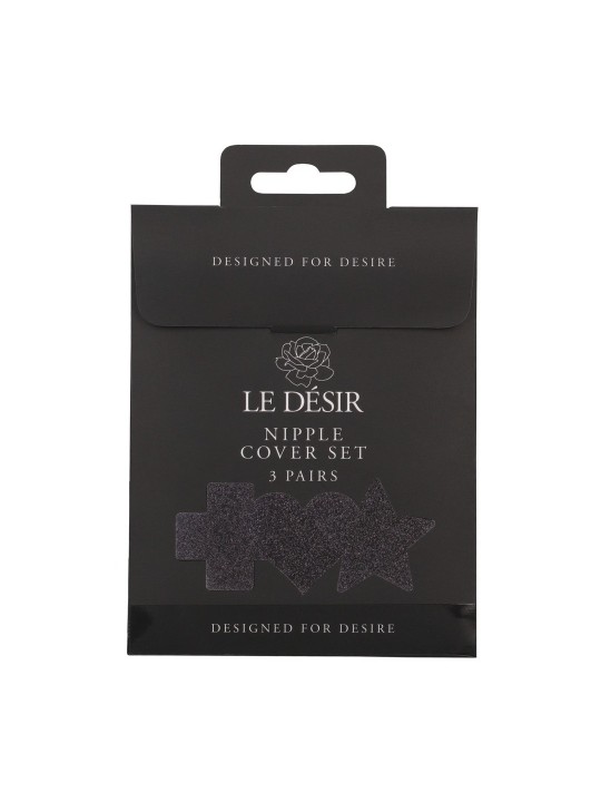 CONJUNTO DE 3 TAPA MAMILOS CROSS STAR HEART PRETOS LE DÉSIR