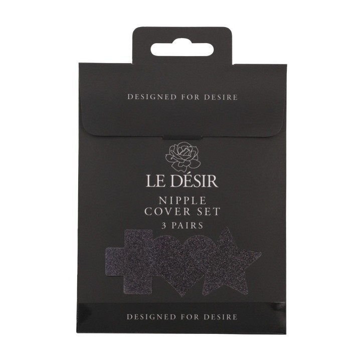 CONJUNTO DE 3 TAPA MAMILOS CROSS STAR HEART PRETOS LE DÉSIR