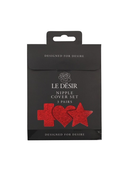 CONJUNTO DE 3 TAPA MAMILOS CROSS STAR HEART VERMELHO LE DÉSIR