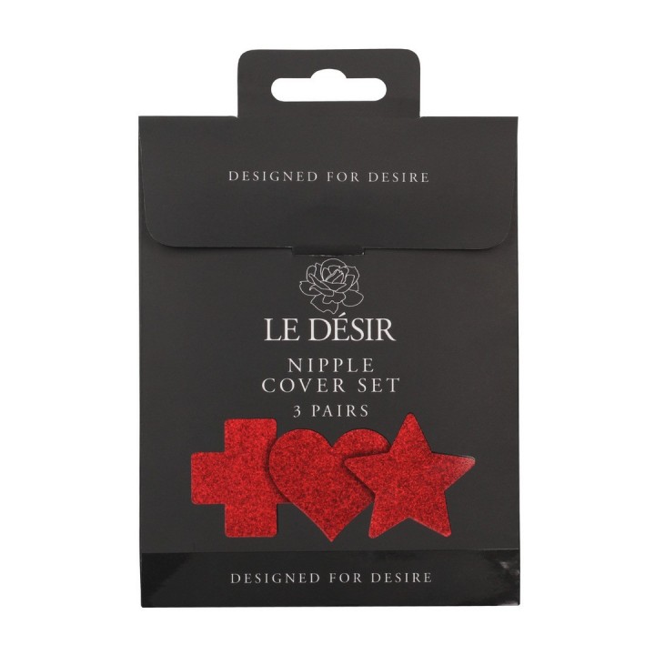 CONJUNTO DE 3 TAPA MAMILOS CROSS STAR HEART VERMELHO LE DÉSIR