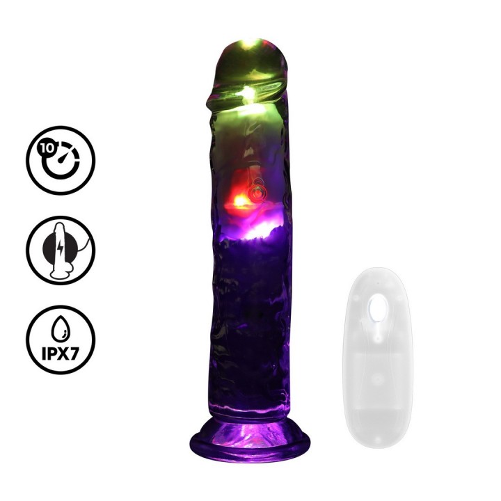 LED VIBRATING STRAIGHT COCK - 8 / 20 CM - TRANSPARENT