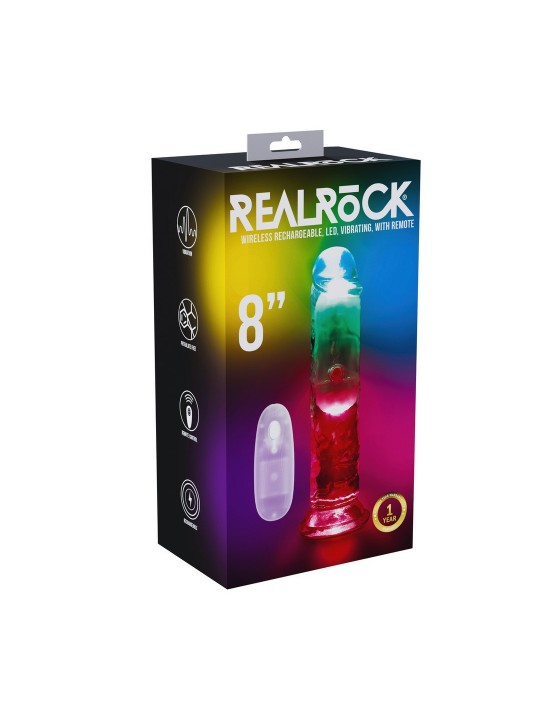 LED VIBRATING STRAIGHT COCK - 8 / 20 CM - TRANSPARENT