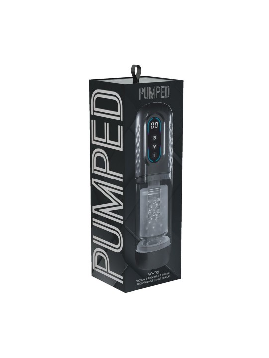 MASTURBADOR VIBRATÓRIO COM SUCÇÃO E IMPULSO VORTEX GUN METAL PUMPED