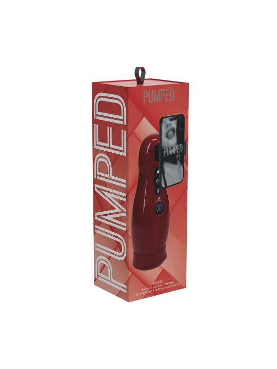 MASTURBADOR VIBRATÓRIO COM SUCÇÃO E SUPORTE DE TELEFONE VIRTUO METALLIC RED PUMPED