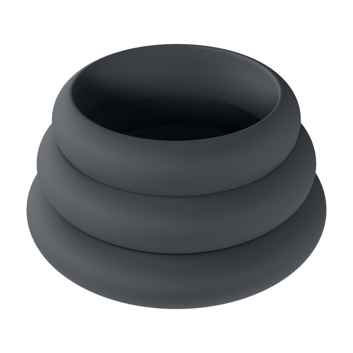 CONJUNTO DE 3 ANÉIS EM SILICONE PARA O PÉNIS WIDE O S/M/L PRETO LEVELZ