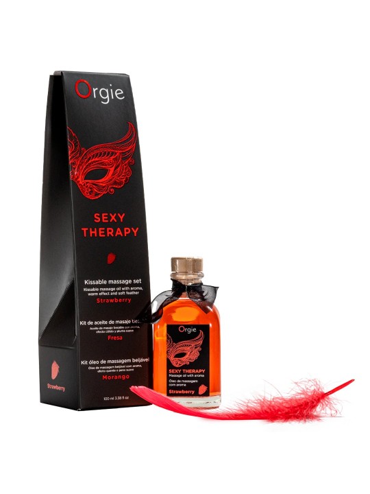 KIT DE MASSAGEM BEIJÁVEL SEXY THERAPY MORANGO ORGIE 100ML