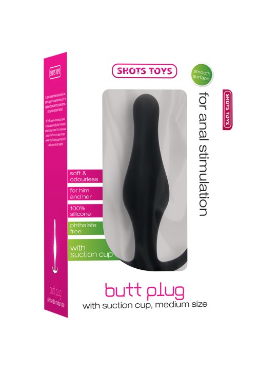 PLUG ANAL BUTT PLUG COM PEGA PRETO MÉDIO