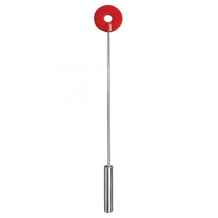 CHIBATA OUCH! LEATHER CIRCLE TIPPED METAL CROP VERMELHA