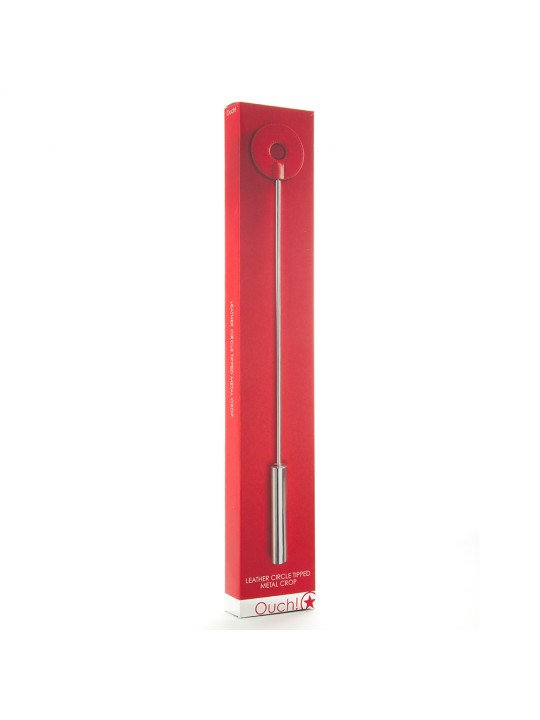 CHIBATA OUCH! LEATHER CIRCLE TIPPED METAL CROP VERMELHA