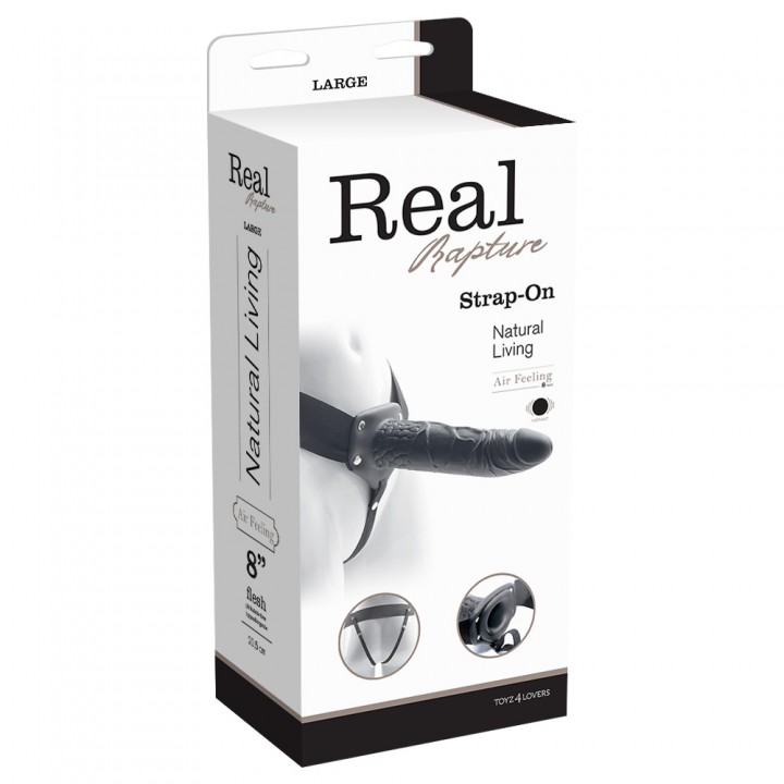 STRAP-ON OCO COM VIBRAÇÃO REAL RAPTURE AIR FEELING 8 PRETO