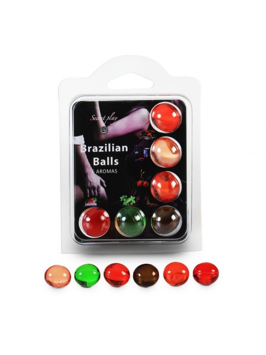 BOLAS LUBRIFICANTES BEIJÁVEIS BRAZILIAN BALLS MULTISABORES 6 X 4GR