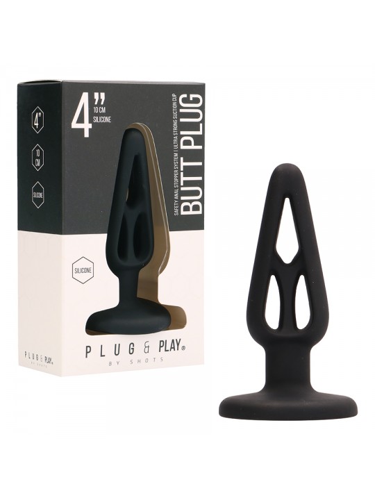 PLUG ANAL EM SILICONE PLUG & PLAY 4? PRETO