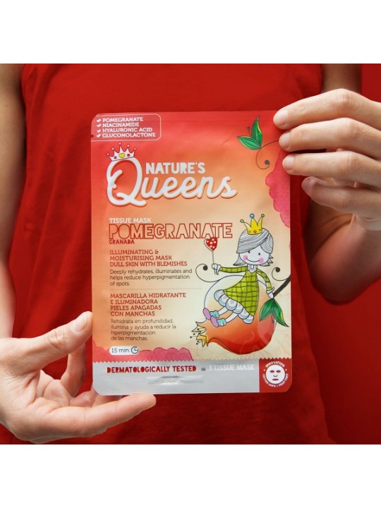 MÁSCARA DE TECIDO FACIAL ILUMINADORA NATURE?S QUEENS ROMÃ 25ML