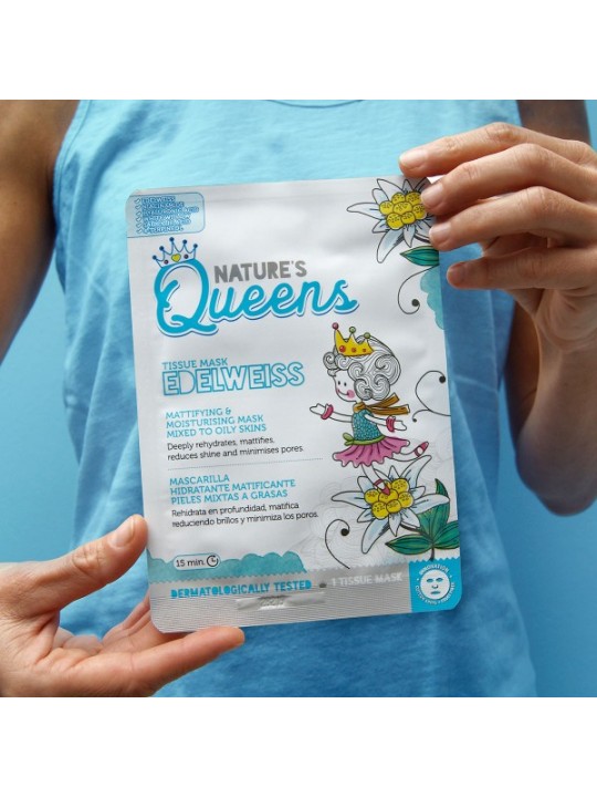 MÁSCARA DE TECIDO FACIAL MATIFICANTE NATURE?S QUEENS EDELVAISSE 25ML