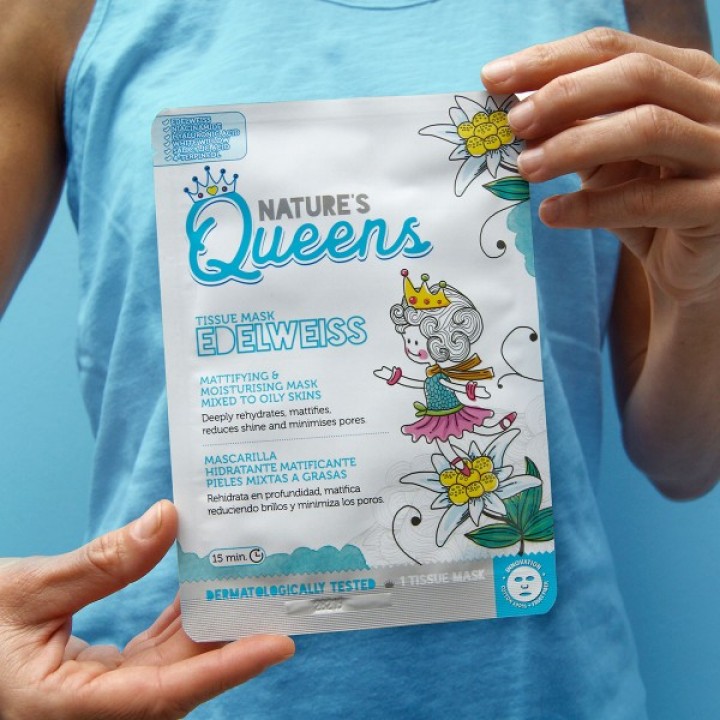 MÁSCARA DE TECIDO FACIAL MATIFICANTE NATURE?S QUEENS EDELVAISSE 25ML