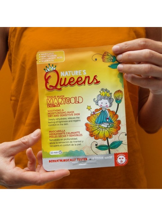 MÁSCARA DE TECIDO FACIAL CALMANTE NATURE?S QUEENS MARYGOLD 25ML