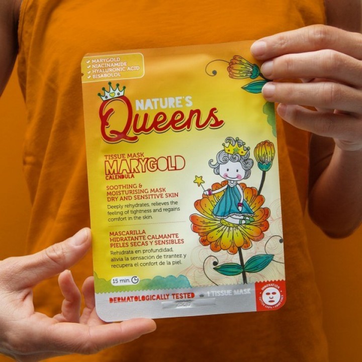 MÁSCARA DE TECIDO FACIAL CALMANTE NATURE?S QUEENS MARYGOLD 25ML