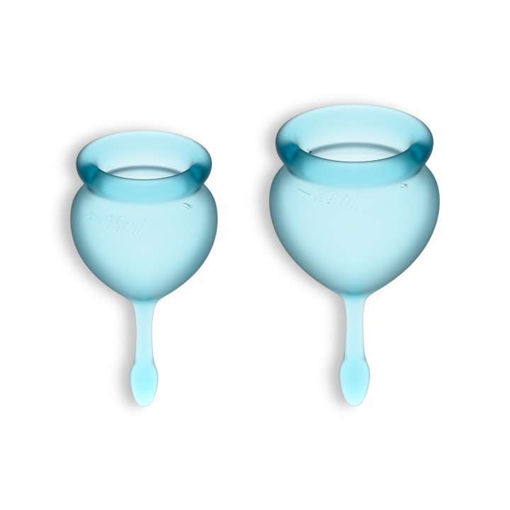 CONJUNTO DE 2 COPOS MENSTRUAIS FEEL GOOD SATISFYER AZUL CLARO