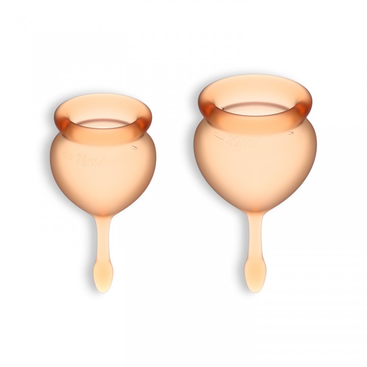 CONJUNTO DE 2 COPOS MENSTRUAIS FEEL GOOD SATISFYER LARANJA