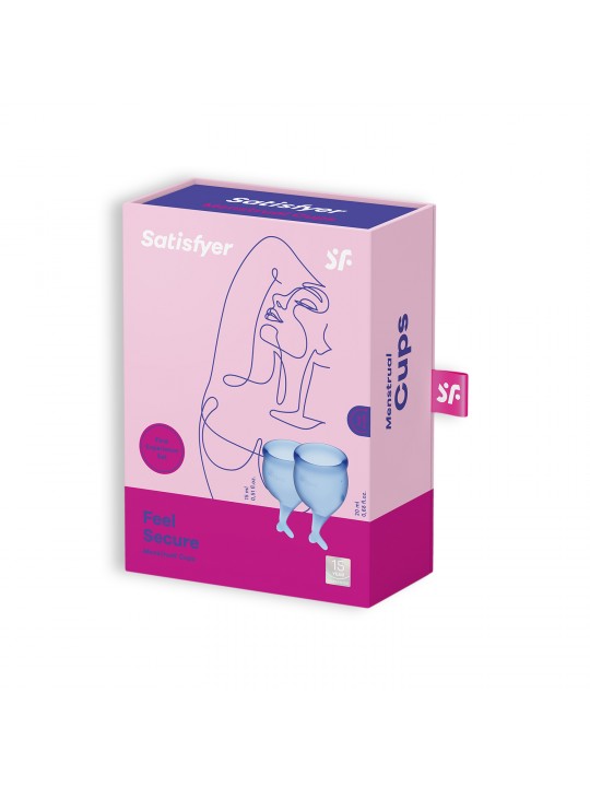 CONJUNTO DE 2 COPOS MENSTRUAIS FEEL SECURE SATISFYER AZUL ESCURO