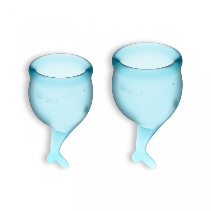 CONJUNTO DE 2 COPOS MENSTRUAIS FEEL SECURE SATISFYER AZUL CLARO
