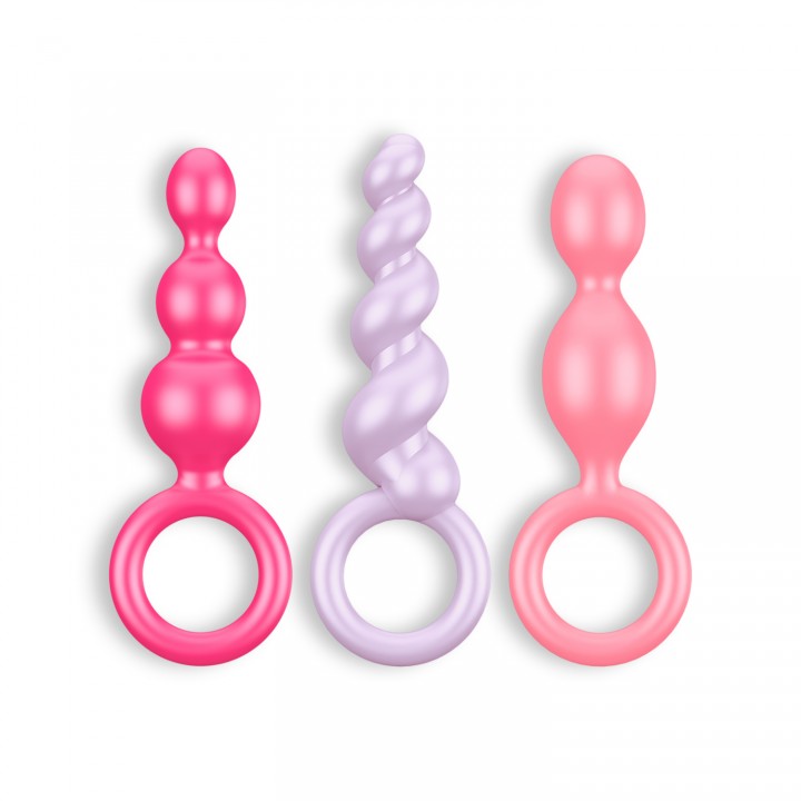 CONJUNTO DE 3 PLUGS ANAIS BOOTY CALL SATISFYER COLORIDOS