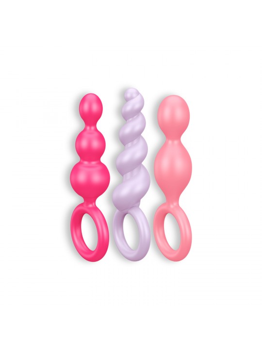 CONJUNTO DE 3 PLUGS ANAIS BOOTY CALL SATISFYER COLORIDOS