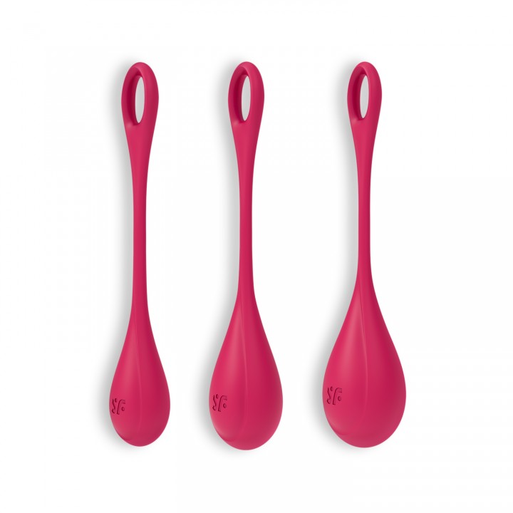 CONJUNTO DE 3 BOLAS KEGEL YONI POWER 1 SATISFYER VERMELHAS