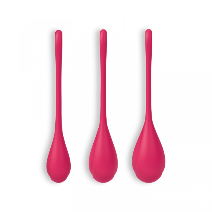 CONJUNTO DE 3 BOLAS KEGEL YONI POWER 1 SATISFYER VERMELHAS