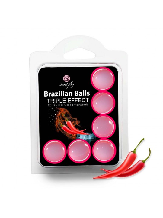 BOLAS LUBRIFICANTES BRAZILIAN BALLS EFEITO TRIPLO 6 X 4GR