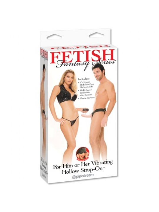 STRAP-ON OCO COM VIBRAÇÃO VIBRATING HOLLOW STRAP-ON FETISH FANTASY SERIES BRANCO