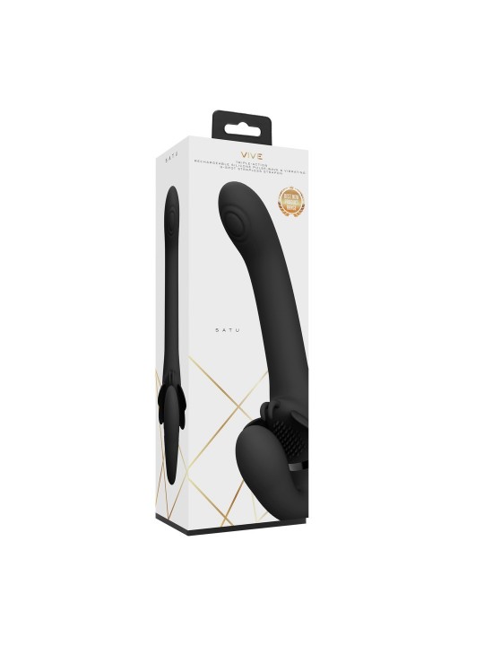 STRAP-ON SEM ARNÊS SATU PULSE-WAVE AND VIBRATING PRETO VIVE