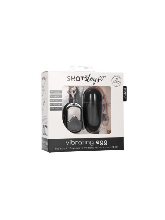 OVO VIBRATÓRIO COM 10 VELOCIDADES E COMANDO L PRETO SHOTS TOYS
