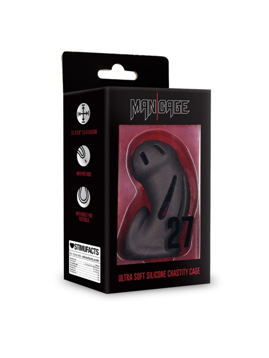 JAULA MODEL 27 ULTRA SOFT SILICONE CHASTITY PRETO MANCAGE