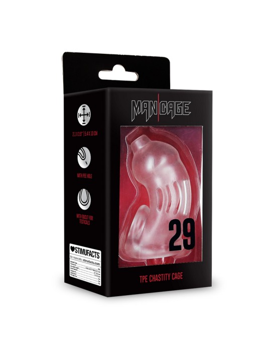 JAULA MODEL 29 TPE CHASTITY TRANSPARENTE MANCAGE